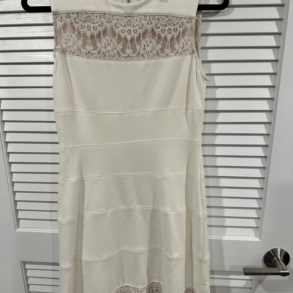 BCBGMaxAzria Cream Lace Midi Dress